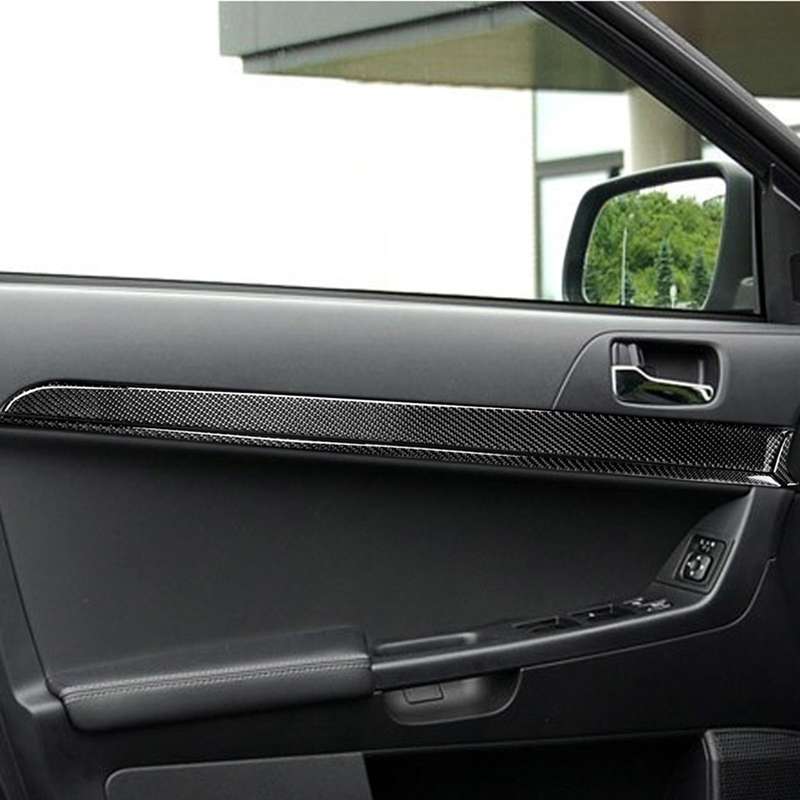 6 PCS Car Carbon Fiber Door Panel Decorative Sticker for Mitsubishi Lancer EVO 2008-2015, Left and R