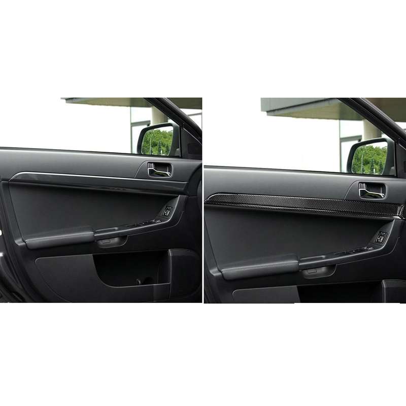 6 PCS Car Carbon Fiber Door Panel Decorative Sticker for Mitsubishi Lancer EVO 2008-2015, Left and R