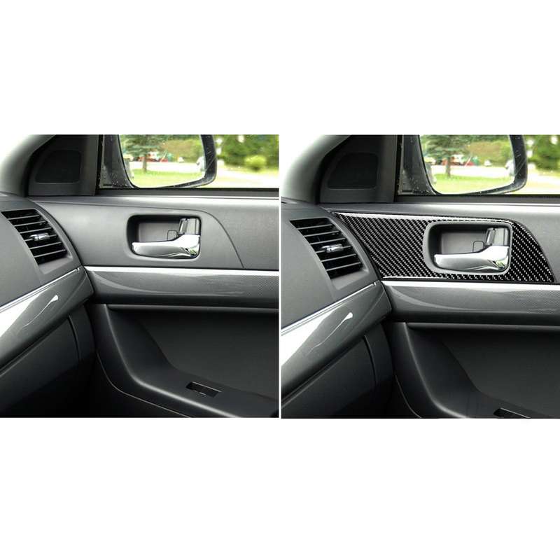 2 PCS Car Carbon Fiber Door Handle Panel Decorative Sticker for Mitsubishi Lancer EVO 2008-2015, Lef
