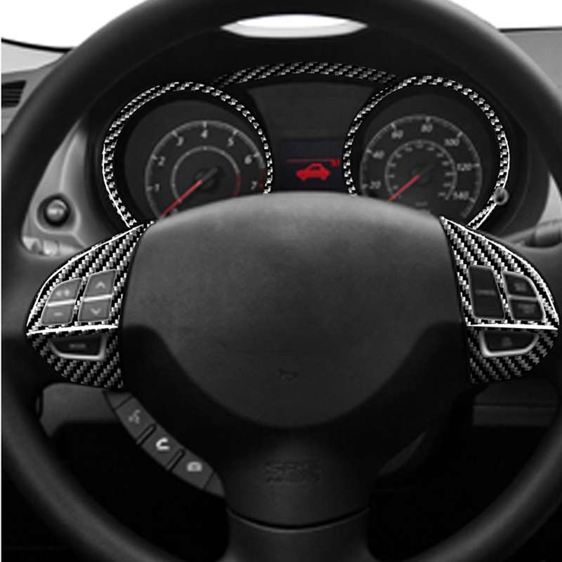6 PCS Car Carbon Fiber Speedometer + Steering Wheel Buttons Decorative Sticker for Mitsubishi Lancer