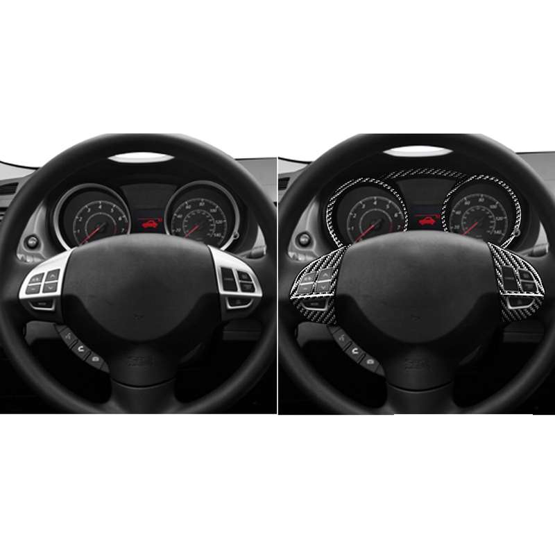 6 PCS Car Carbon Fiber Speedometer + Steering Wheel Buttons Decorative Sticker for Mitsubishi Lancer