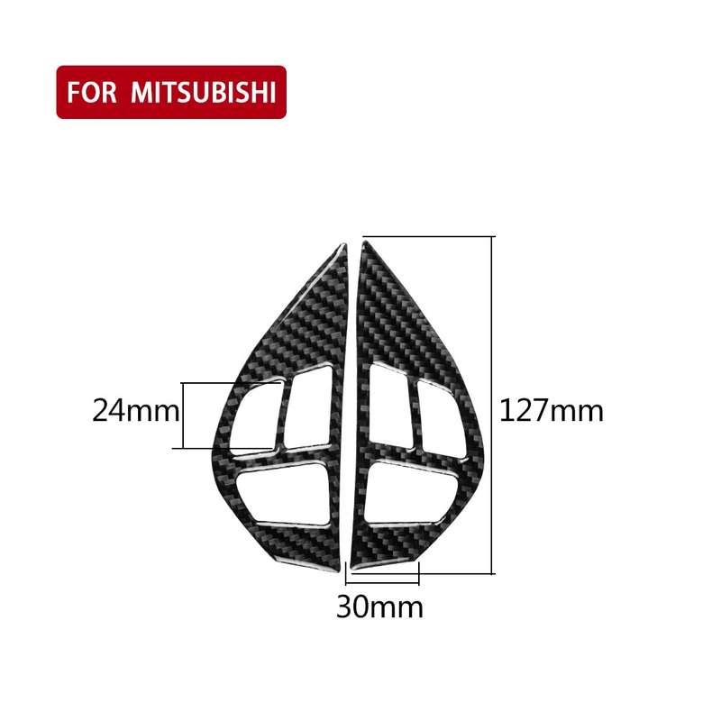 2 PCS Car Carbon Fiber Steering Wheel Buttons Decorative Sticker for Mitsubishi Lancer DE ES GTS 200