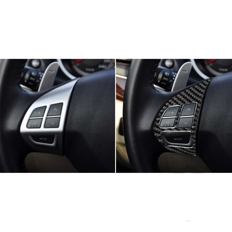 2 PCS Car Carbon Fiber Steering Wheel Buttons Decorative Sticker for Mitsubishi Lancer DE ES GTS 200