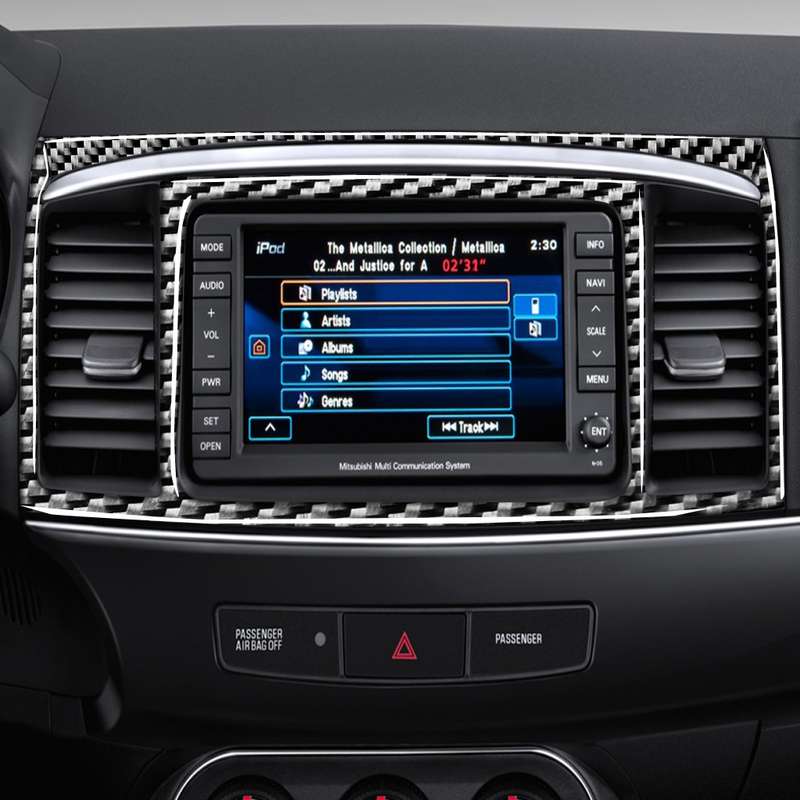 3 PCS Car Carbon Fiber Navigation System Set Decorative Sticker for Mitsubishi Lancer EVO 2008-2015,