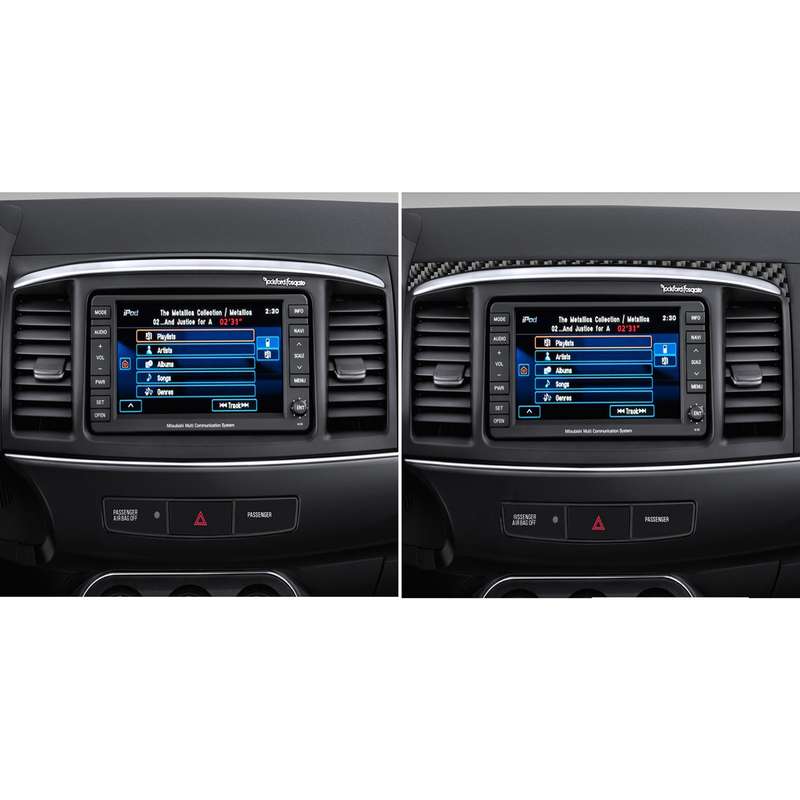 Car Carbon Fiber Navigation System Cover Decorative Sticker for Mitsubishi Lancer EVO 2008-2015, Lef