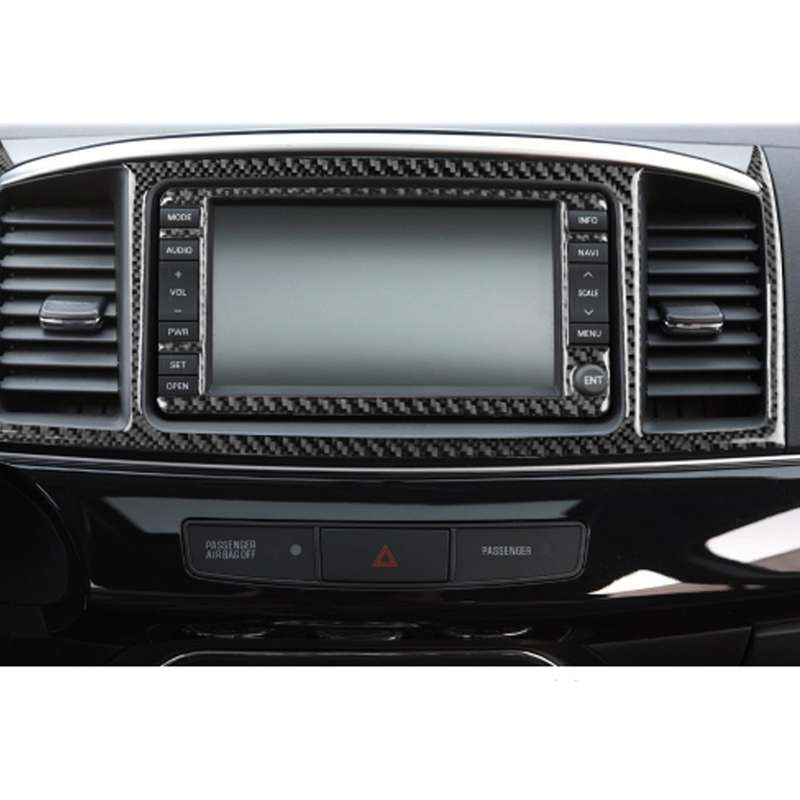 2 PCS Car Carbon Fiber Navigation System Display Decorative Sticker for Mitsubishi Lancer EVO 2008-2