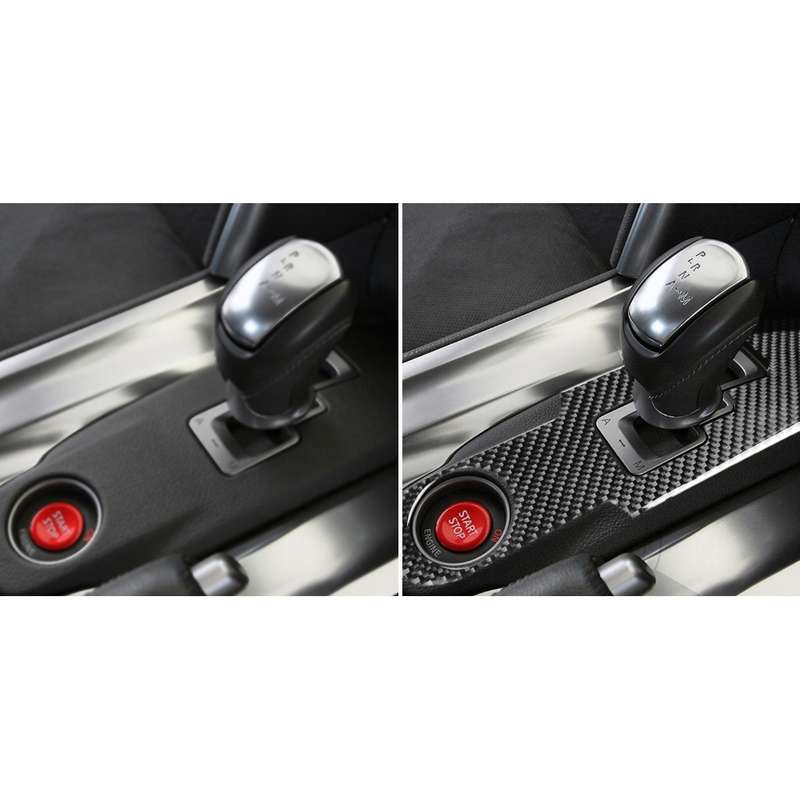 Car Carbon Fiber Gear Shift Panel Decorative Sticker for Nissan GTR R35 2008-2016, Left and Right Dr