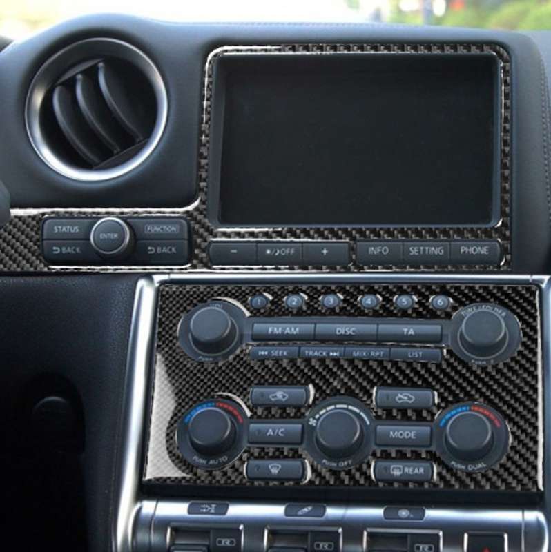 2 PCS Car Carbon Fiber Navigation Instrument Decorative Sticker for Nissan GTR R35 2008-2016, Left D