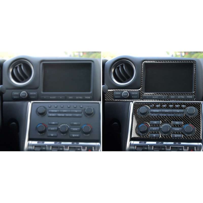 2 PCS Car Carbon Fiber Navigation Instrument Decorative Sticker for Nissan GTR R35 2008-2016, Left D