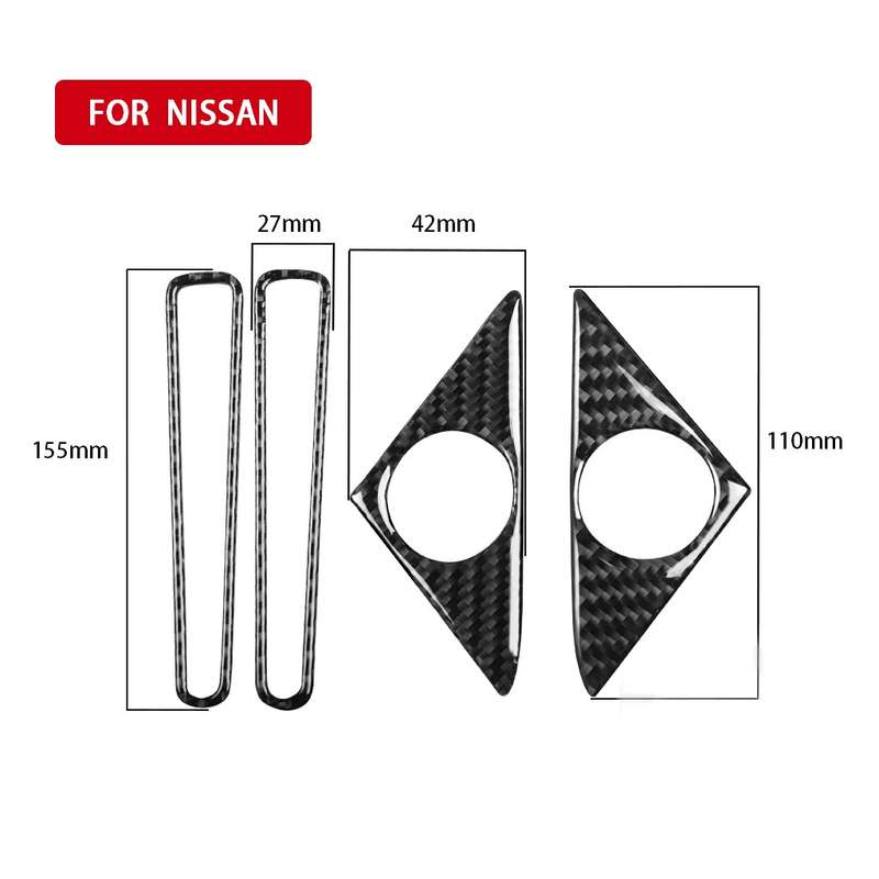 4 PCS Car Carbon Fiber Door Horn + Window Air Outlet Decorative Sticker for Nissan GTR R35 2008-2020