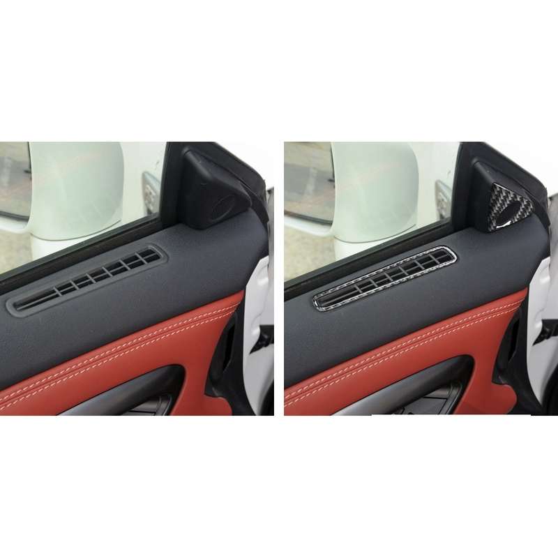 4 PCS Car Carbon Fiber Door Horn + Window Air Outlet Decorative Sticker for Nissan GTR R35 2008-2020