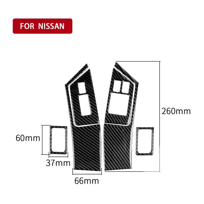 6 PCS Car Carbon Fiber Window Lift Button Door Lock Decorative Sticker for Nissan GTR R35 2008-2016,