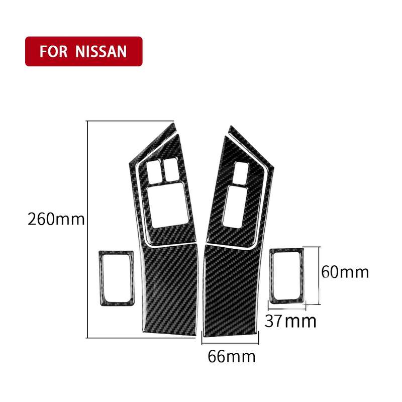 6 PCS Car Carbon Fiber Window Lift Button Door Lock Decorative Sticker for Nissan GTR R35 2008-2016,