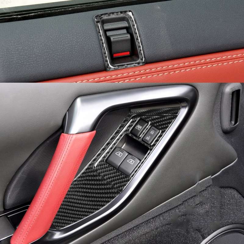 6 PCS Car Carbon Fiber Window Lift Button Door Lock Decorative Sticker for Nissan GTR R35 2008-2016,