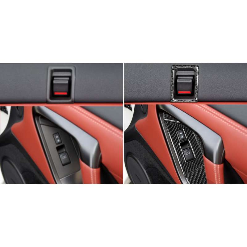 6 PCS Car Carbon Fiber Window Lift Button Door Lock Decorative Sticker for Nissan GTR R35 2008-2016,