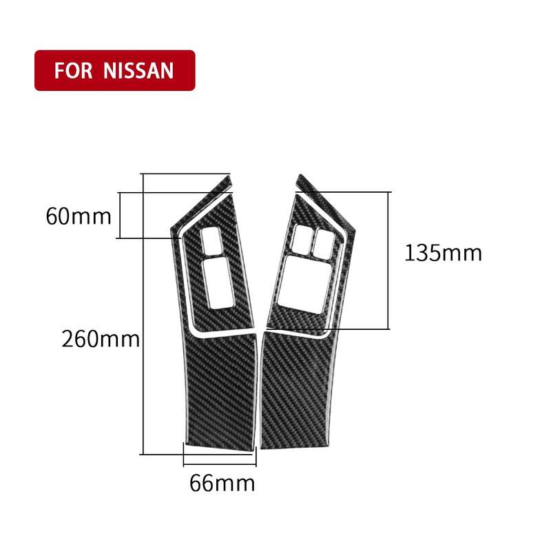 4 PCS Car Carbon Fiber Window Lift Button Panel Decorative Sticker for Nissan GTR R35 2008-2016, Rig