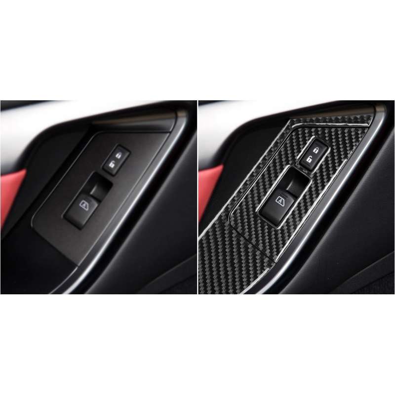 4 PCS Car Carbon Fiber Window Lift Button Panel Decorative Sticker for Nissan GTR R35 2008-2016, Rig