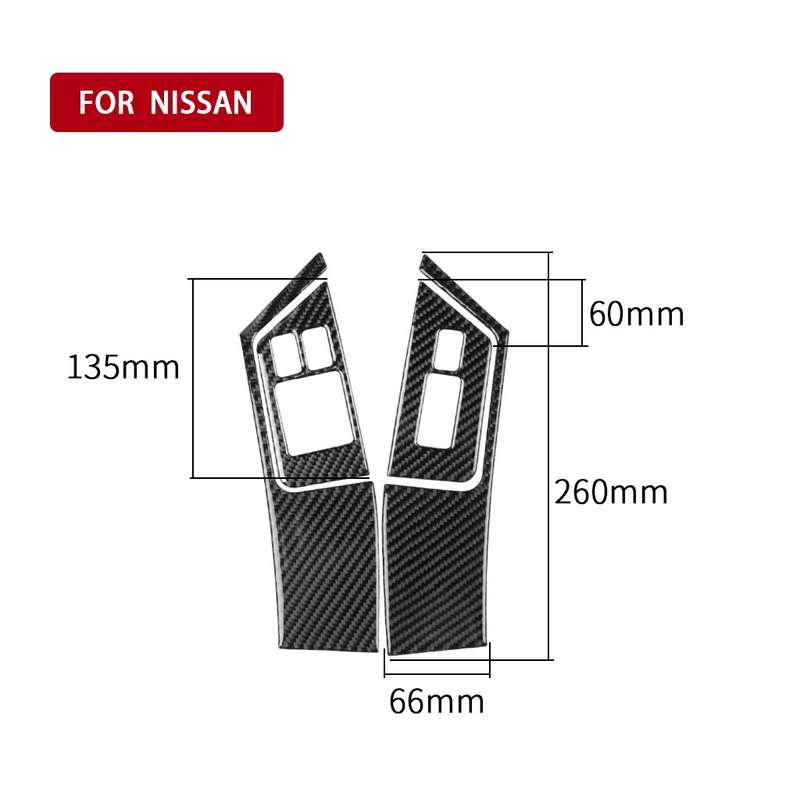 4 PCS Car Carbon Fiber Window Lift Button Panel Decorative Sticker for Nissan GTR R35 2008-2016, Lef