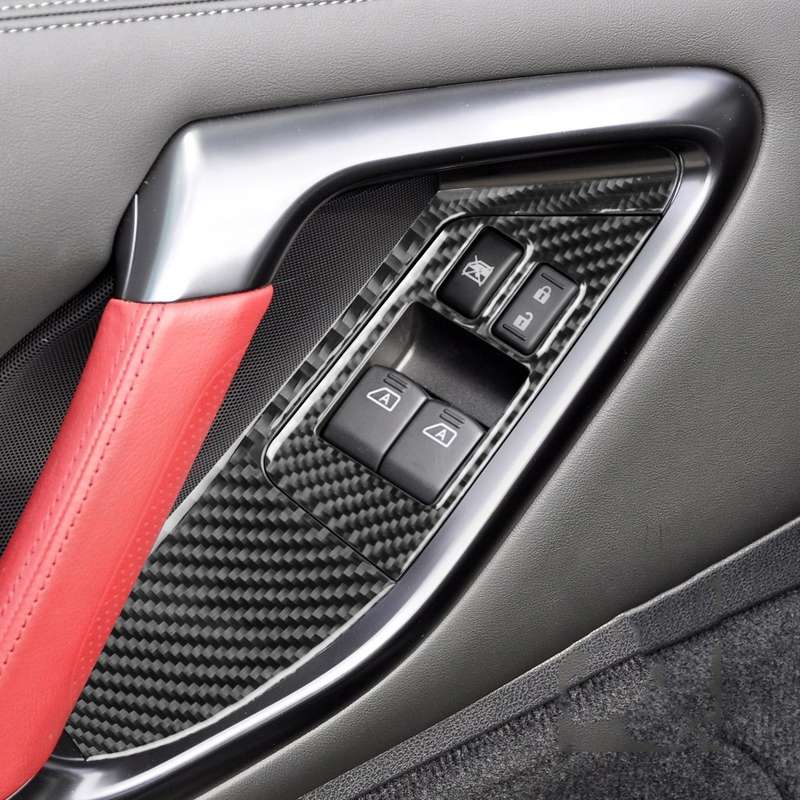 4 PCS Car Carbon Fiber Window Lift Button Panel Decorative Sticker for Nissan GTR R35 2008-2016, Lef