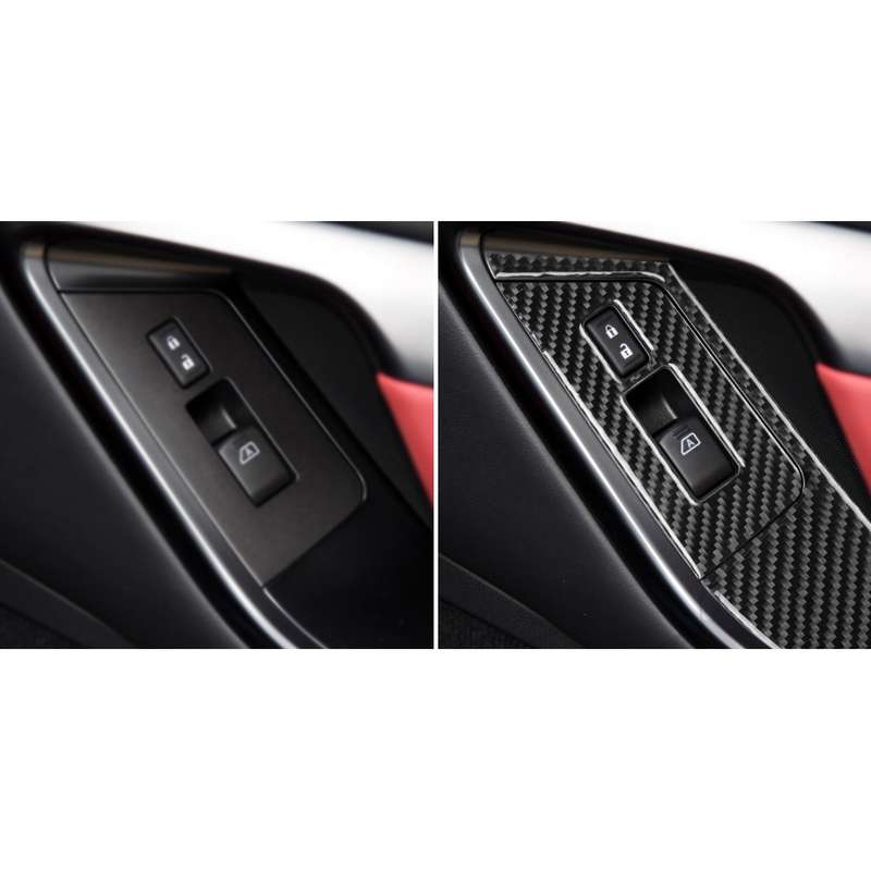 4 PCS Car Carbon Fiber Window Lift Button Panel Decorative Sticker for Nissan GTR R35 2008-2016, Lef