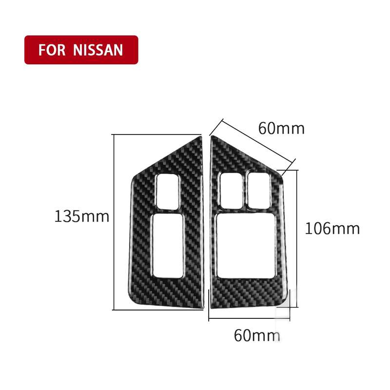 2 PCS Car Carbon Fiber Window Lift Defogger Button Decorative Sticker for Nissan GTR R35 2008-2016,