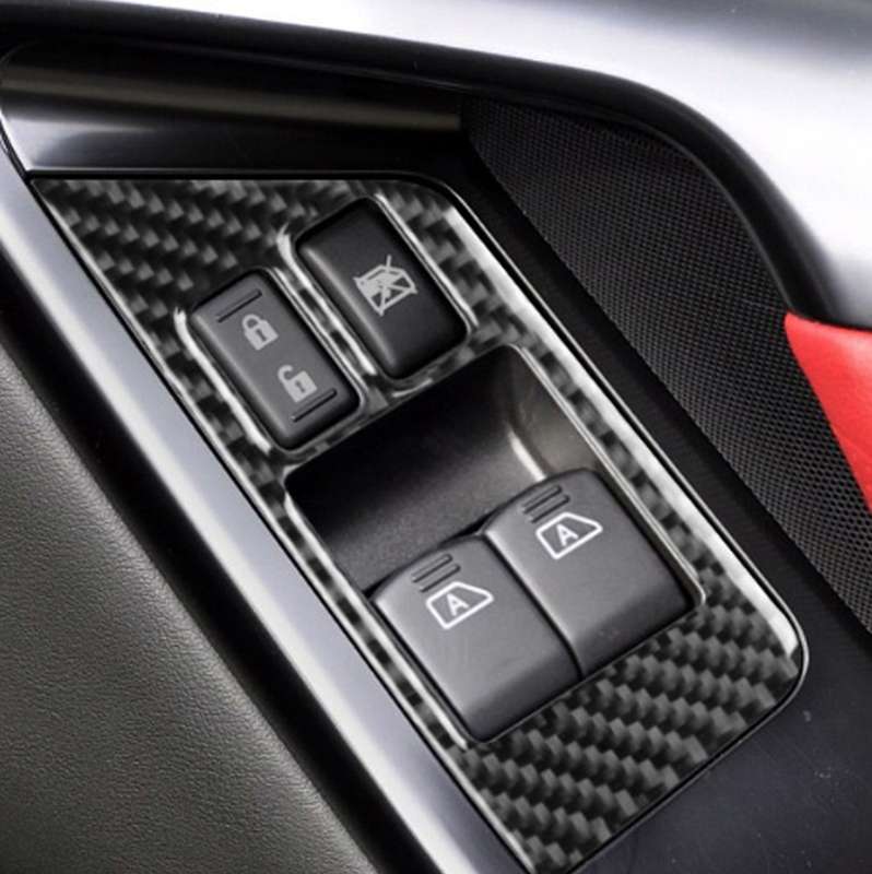 2 PCS Car Carbon Fiber Window Lift Defogger Button Decorative Sticker for Nissan GTR R35 2008-2016,