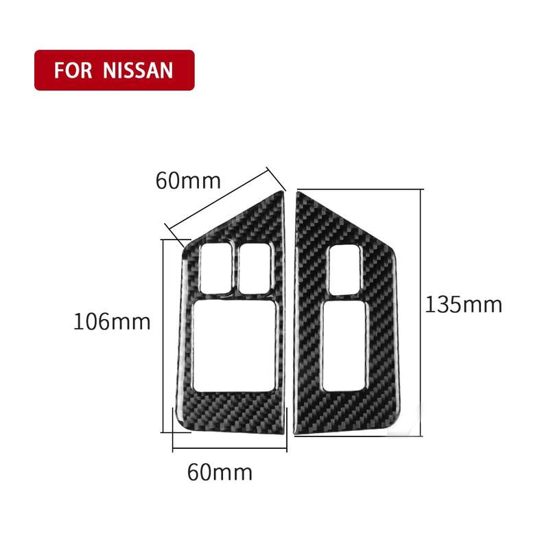 2 PCS Car Carbon Fiber Window Lift Defogger Button Decorative Sticker for Nissan GTR R35 2008-2016,