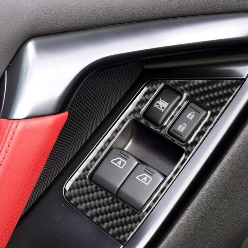 2 PCS Car Carbon Fiber Window Lift Defogger Button Decorative Sticker for Nissan GTR R35 2008-2016,
