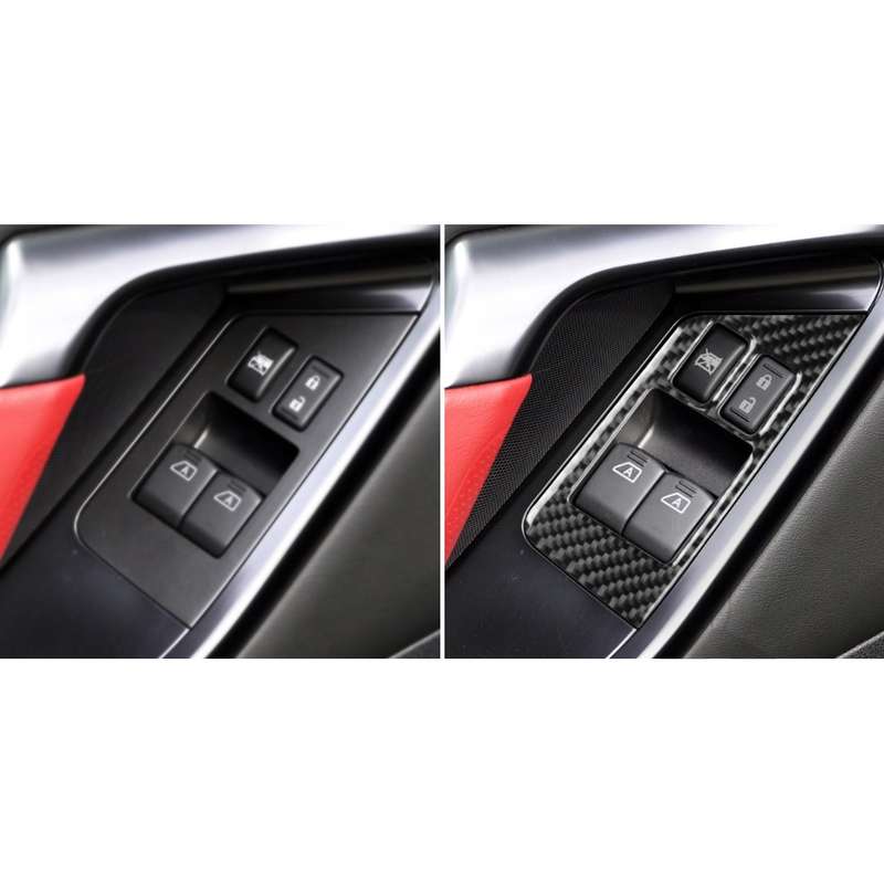 2 PCS Car Carbon Fiber Window Lift Defogger Button Decorative Sticker for Nissan GTR R35 2008-2016,