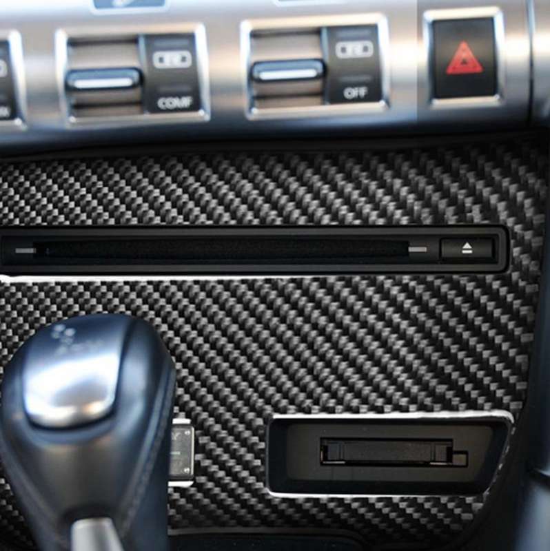 Car Carbon Fiber CD Player Console B Type Decorative Sticker for Nissan GTR R35 2008-2016, Left Driv