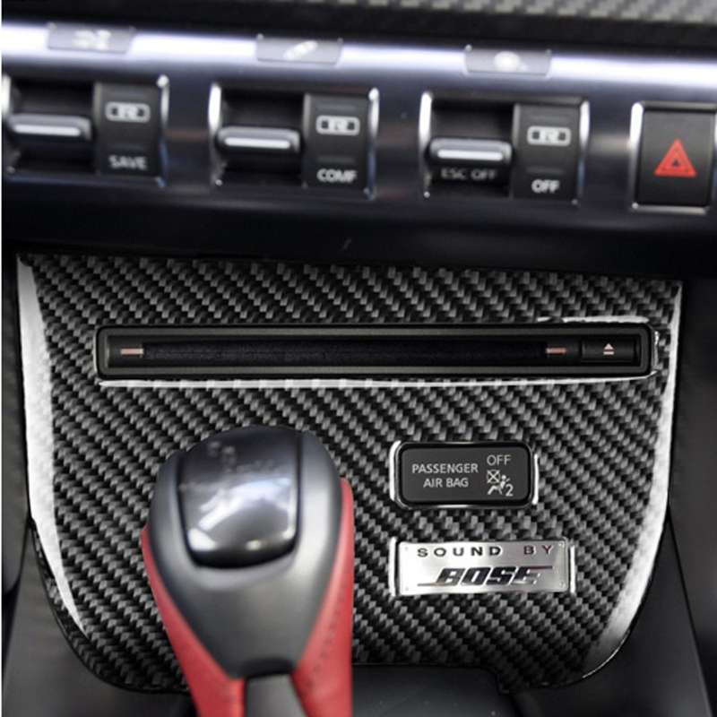 Car Carbon Fiber CD Player Console A Type Decorative Sticker for Nissan GTR R35 2008-2016, Left Driv