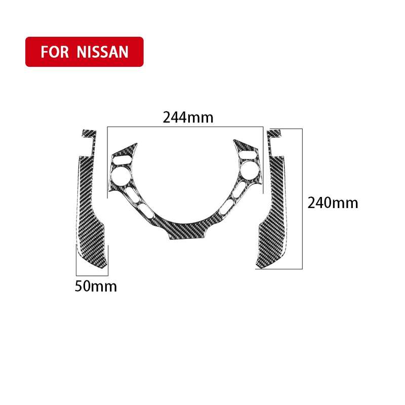 3 PCS Car Carbon Fiber Dashboard Steering Wheel Buttons Decorative Sticker for Nissan GTR R35 2008-2