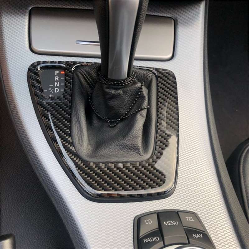 Carbon Fiber Car Left Driving Gear Panel Decorative Sticker for BMW E90 / E92 2005-2012, Suitable fo