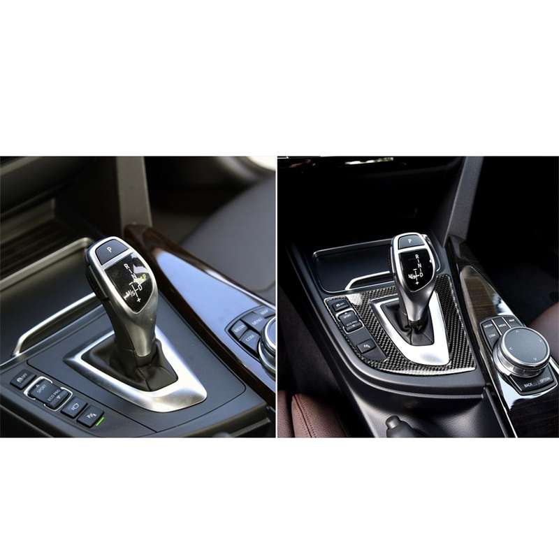 Carbon Fiber Car Gear Panel Decorative Sticker for BMW (F30) 2013-2017 / (F34) 2013-2017, Sutible fo