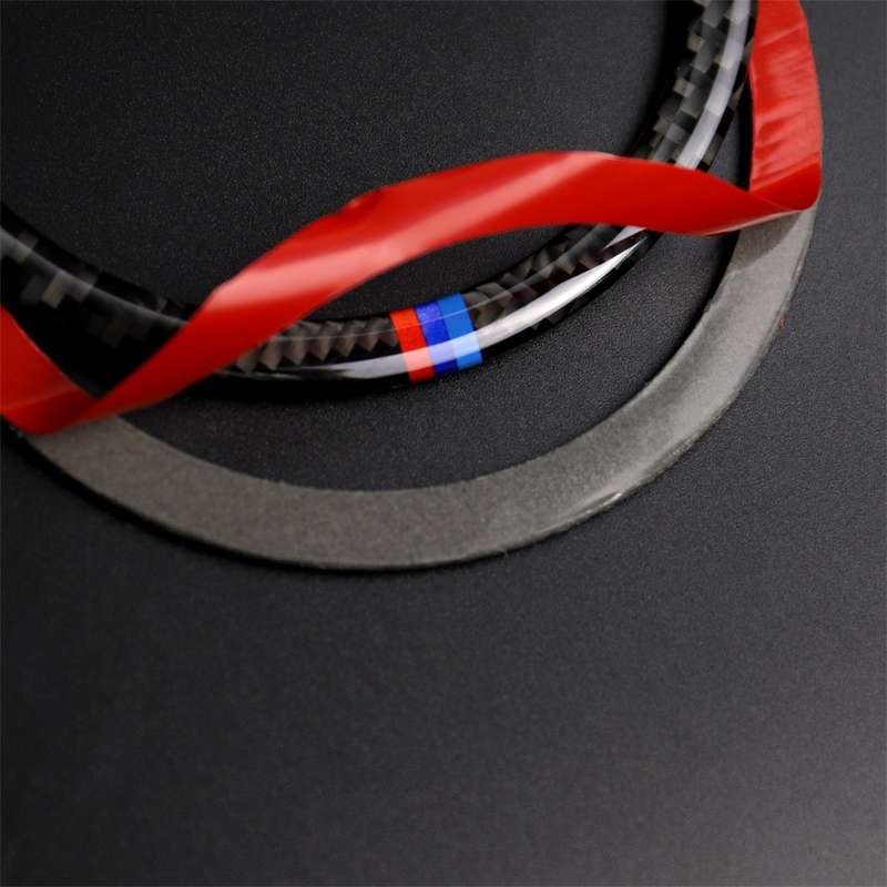Three Color Carbon Fiber Car Horn Circle Decorative Sticker for BMW E90 / E84 / 320i / 325i
