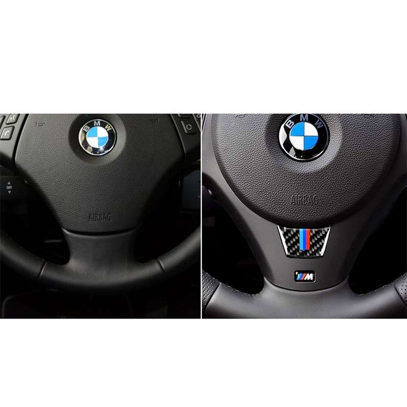 Little B Version Three Color Carbon Fiber Car Steering Wheel Decorative Sticker for BMW E90 2005-201