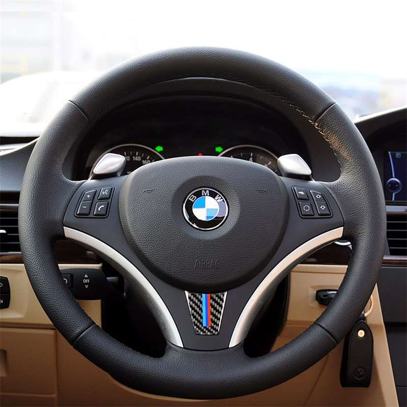 Large A Version Three Color Carbon Fiber Car Steering Wheel Decorative Sticker for BMW E90 2005-2012