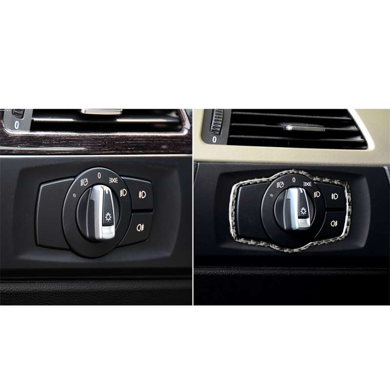 Carbon Fiber Car Headlight Switch Decorative Sticker for BMW E90 / E92 / E93 2005-2012 / 320i / 325i