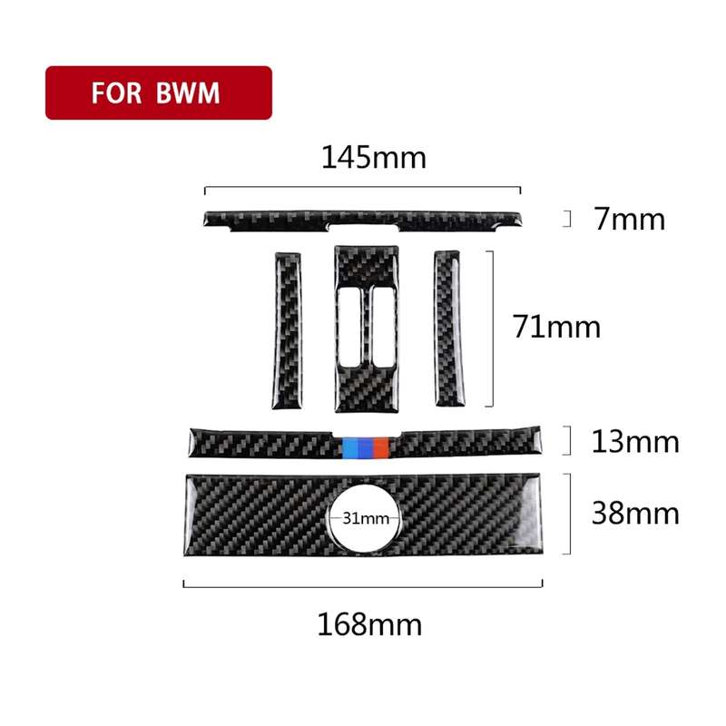 6 PCS Three Color Carbon Fiber Car Rear Outlet Decorative Sticker for BMW F30 2013-2015 / F34 2013-2