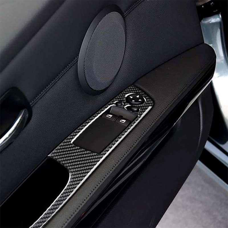 2 PCS Carbon Fiber Car Left Driving Lifting Panel Decorative Sticker for BMW E92 2005-2012, Diameter