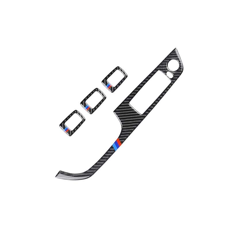 4 PCS Three Color Carbon Fiber Car Left Driving Lifting Panel Decorative Sticker without Folding for