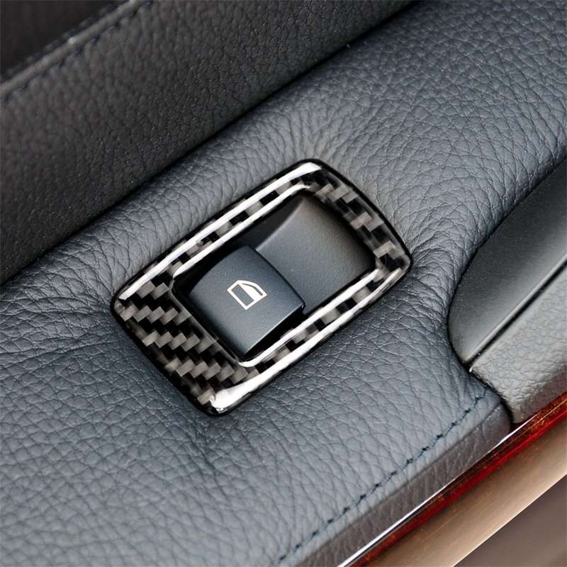 4 PCS Carbon Fiber Car Left Driving Lifting Panel Decorative Sticker with Folding for BMW E90 / 320i