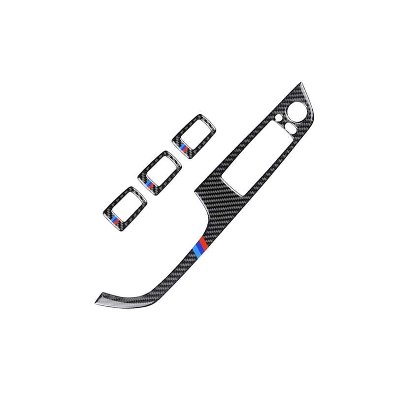 4 PCS Three Color Carbon Fiber Car Left Driving Lifting Panel Decorative Sticker with Folding for BM
