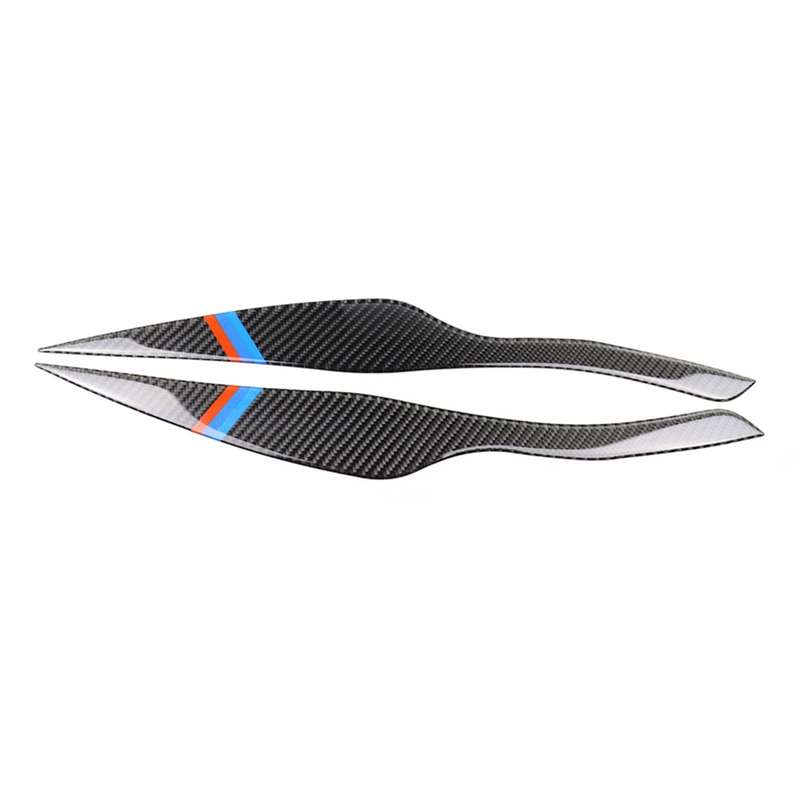 1 Pair Three Color Carbon Fiber Car Lamp Eyebrow Decorative Sticker for BMW E90 / 318i / 320i / 325i