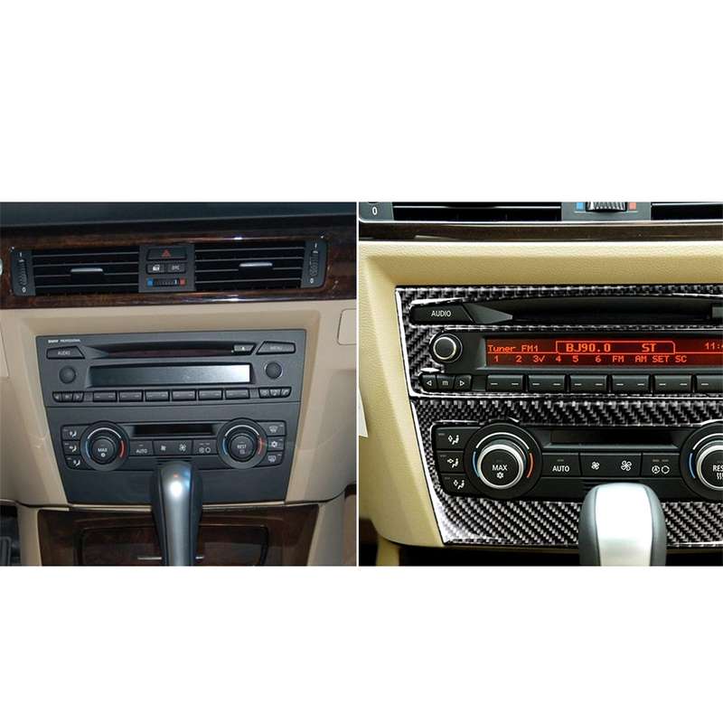 Carbon Fiber Car Central Control CD Panel Decorative Sticker for BMW E90 / E92 2005-2012, Non Naviga
