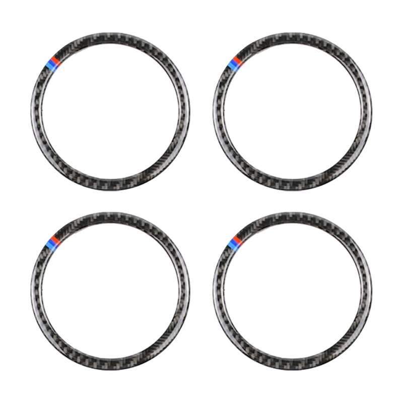 4 PCS Three Color Carbon Fiber Car Horn Ring Decorative Sticker for BMW F30 2013-2018 / F34 2013-201