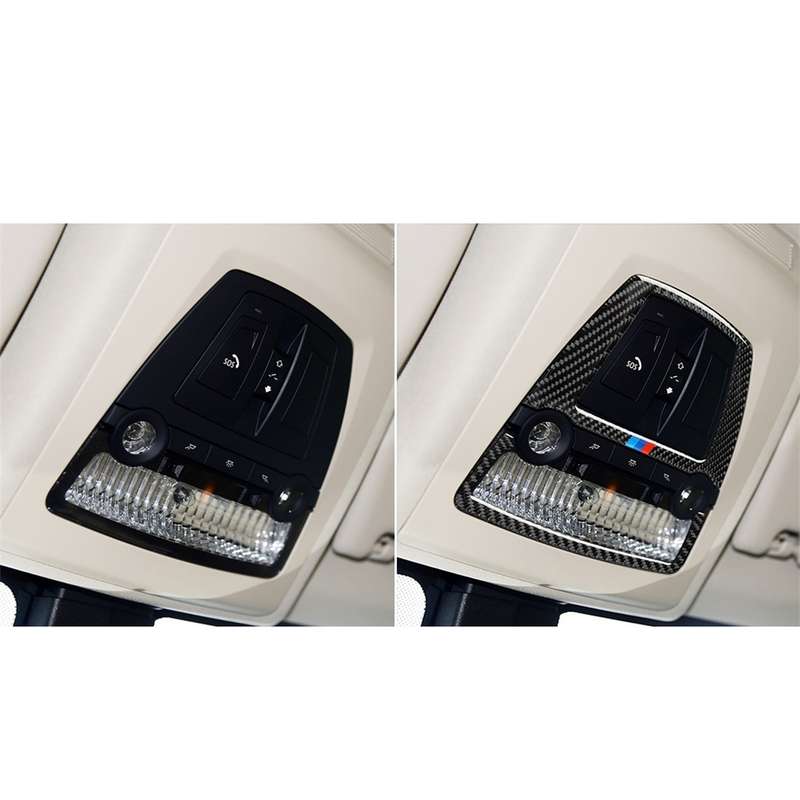 Three Color Carbon Fiber Car Reading Lamp Panel Decorative Sticker for BMW 5 Series F10 2011-2017 /