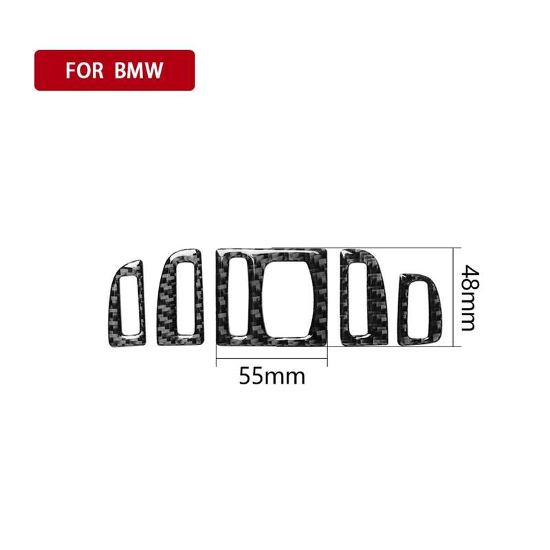 5 PCS Three Color Carbon Fiber Car Air Outlet Decorative Sticker for BMW 5 Series F10 2011-2017