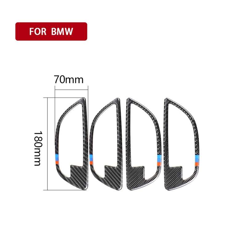 4 PCS Three Color Carbon Fiber Car Door Handle Frame Decorative Sticker for BMW 5 Series F10 2011-20