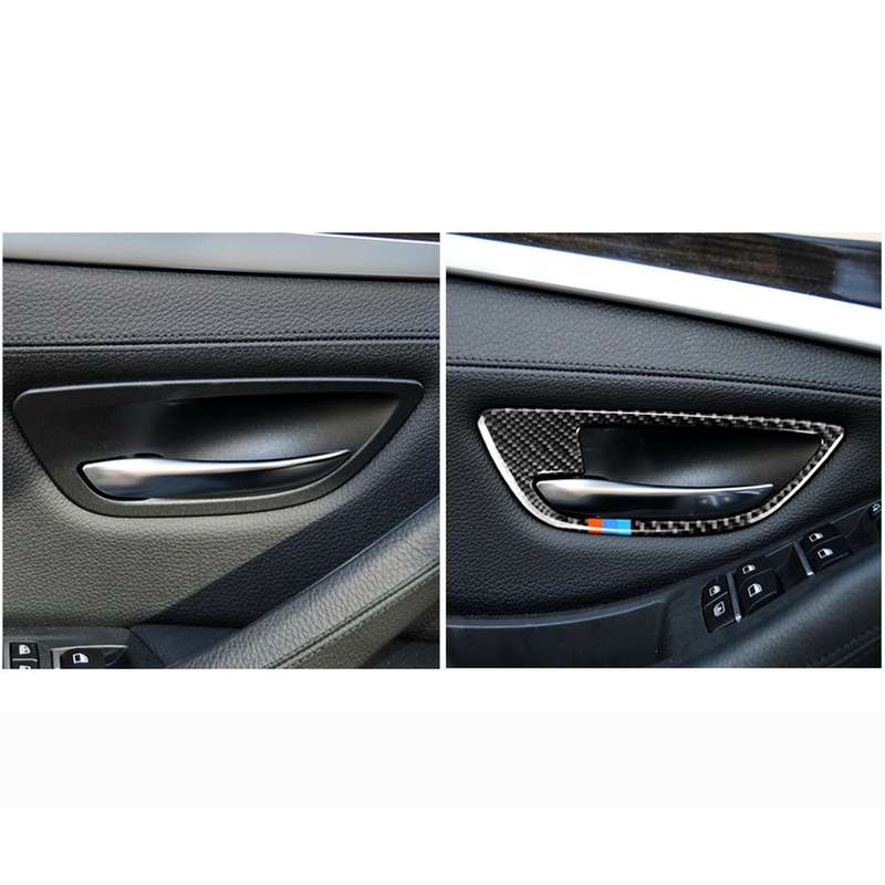 4 PCS Three Color Carbon Fiber Car Door Handle Frame Decorative Sticker for BMW 5 Series F10 2011-20